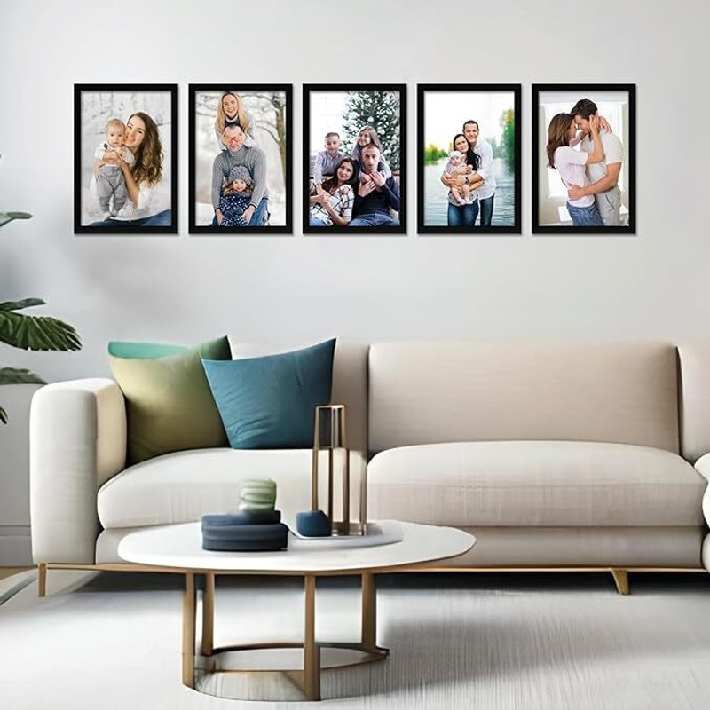 Deepesh Solimo A4 Size Photo Frame Set of 5 | 14.22 inch Wall-Mount(Black)