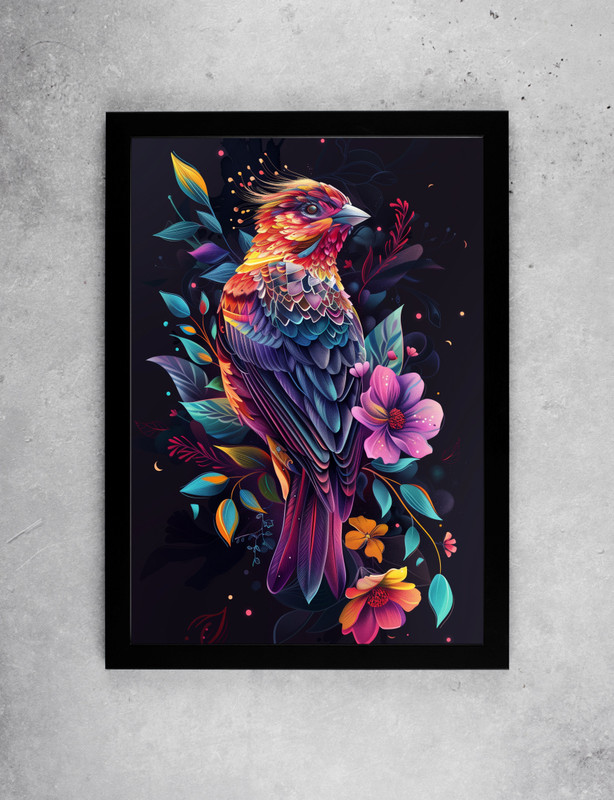 EVAHI Fantasy bird illustration 13 inch wall(Black)