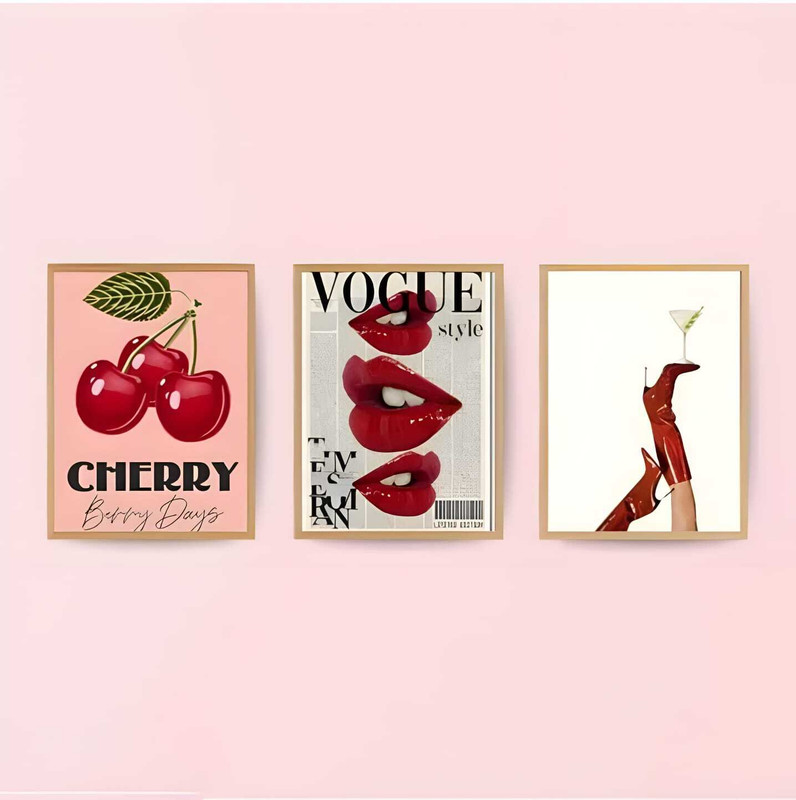Singhatya Pinteresty girl Theme 3 Canvas Set Painting for Home Of 3 Frame 9X13 13 inch wall(Wooden Colour)
