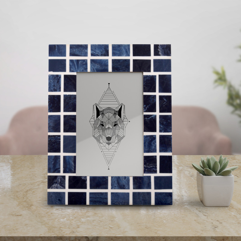 House of Sajja Photo Frame 10 inch wood Frame(Blue)