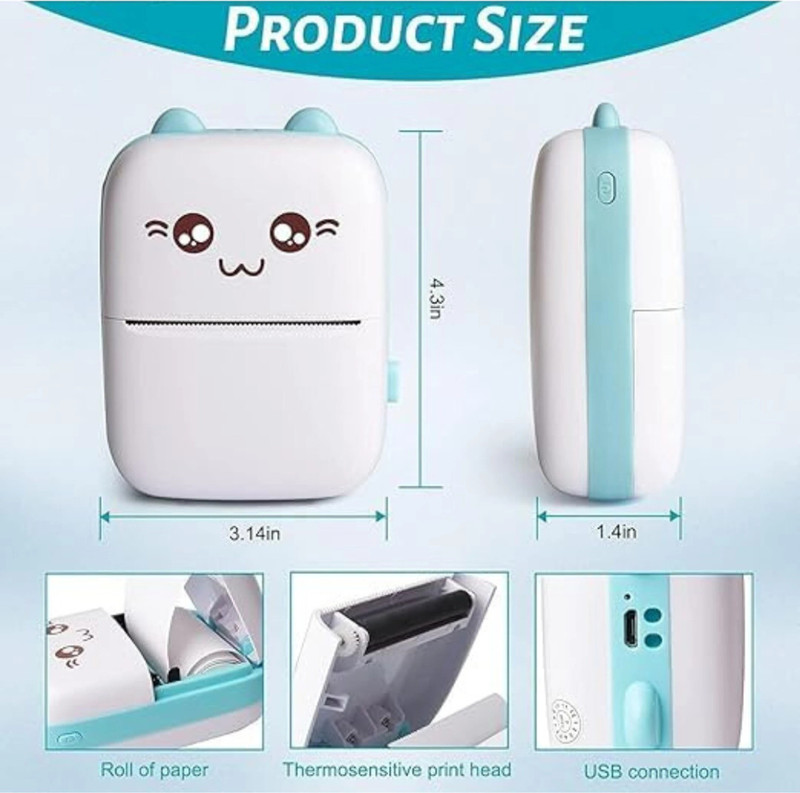 ZENIUMY Portable Mini Thermal Printer for Notes & Photos Photo Printer(Multicolor)