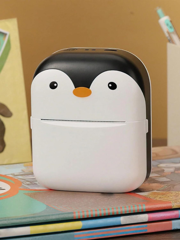 Premio Lusso Mini Thermal Printer Cute Penguin – Portable, Ink-Free, High-Quality Printing Thermal Printer [Black]