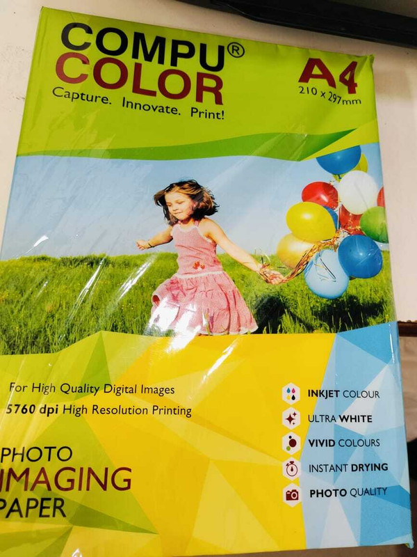 COMPU COLOR Resin Coated Glossy 265GSM (A4 size, 100 Sheets, Pack of 1) Photo Printer(White)