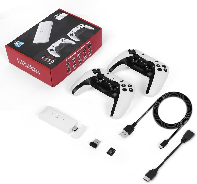M22 Retro Game Stick Console with 2.4G Dual 2 Player Video Games For TV Wireless Gamepad Gaming Console for TV Video Game for Kids (Best Gift & Fun) All Ages 64 GB with 50+ Emulator, Full HD HDMI Output, TV Game Set, Sup Game Box , Mini Video Game Hand TV (Black, Game Box, Remote Hand Video Game for