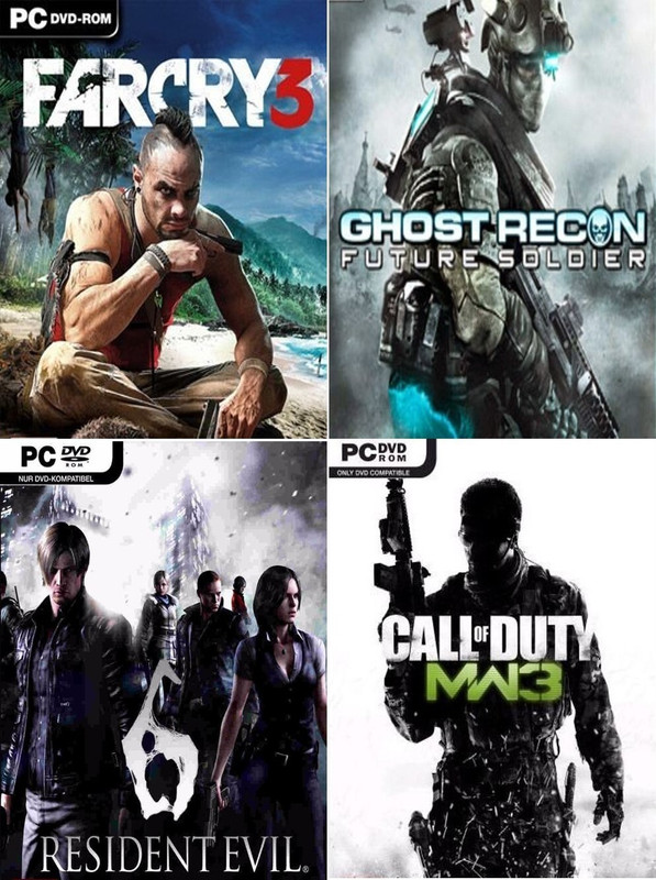 Farcry 3, Ghost Recon: Future Soldier, Resident Evil 6, Call of Duty MW 3 Top Four Game Combo (Offline Only) (Regular)(Action Adventure, for PC)