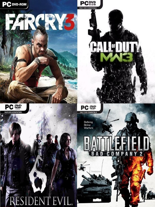 Farcry 3, Fear 3, Battlefield: Bad Company 2, Mafia 2 Top Four Game Combo (Offline Only) (No DVD) (Regular)(Action Adventure, for PC)