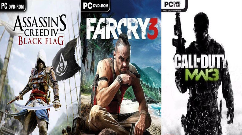 Assassins Creed Black Flag, Farcry 3, Call of Duty Modern Warfare 3 Top Three Game Combo (OS : 64 Bit Only) (Offline Only) (Regular)(Action Adventure, for PC)