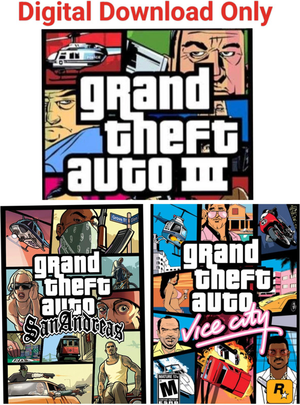 GTA3,GTA VICE CITY,GTA SAN ADDRESS 3IN1 1COMBO PC GAMES (Offline Only) Full Game Complete Edition(Code in the Box - for PC)