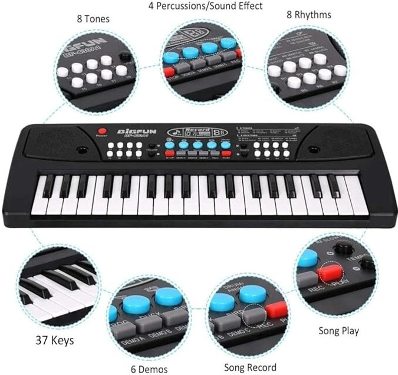 guptagoodies Kids Piano Keyboard with Mic(Black)
