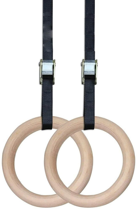 IGNITE WEIGHTS Wooden Gymnastics Roman Ring with Straps & Buckles for Cross Fitness, Home/Gym Pilates Ring(Beige)