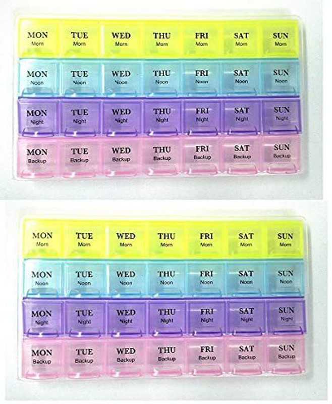 Top Select 28 days Pill Medicine Organizer 4 line pill box 2 pc / 2 line 2 pc Pill Box(Multicolor)