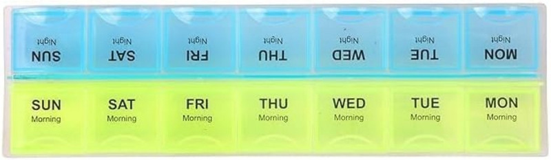 PREQURE 14- days Pill Box(Light blue and yellow 14)