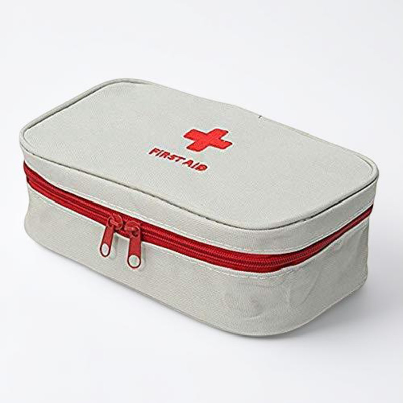 HavenFlix Medicine Storage Emergency First Aid Kit Pouch (Empty) | Multi-Layer Fabric Medical Organizer Pill Box(Grey)