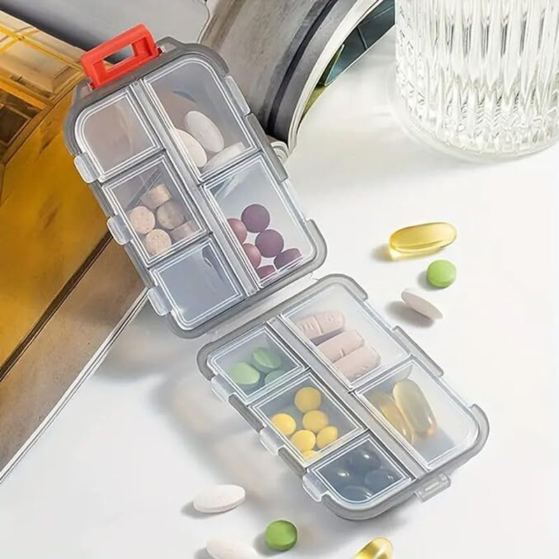 devnest Weekly 7 Day Pill Organizer Box Weekly Medicine Storage Case Travel Friendly Pill Box(Black)