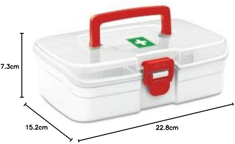 MILTON 0 Plastic Rectangular First Aid Box, 1 Piece, White,red, Small Pill Box(White 1, Red 1)