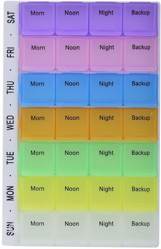 Flywind 7-Day Pill Medicine Organizer7-Day-Weekly Pill Case 28 Compartments Colorful Pill Box(Multicolor)