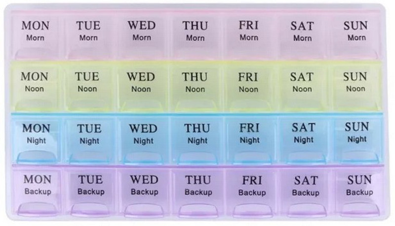 DOMUM 1 MONTH Pill Medicine Organiser Reminder Storage Box For 28 Days or 4 Weeks. Pack Of 1. Pill Box(Multicolor)
