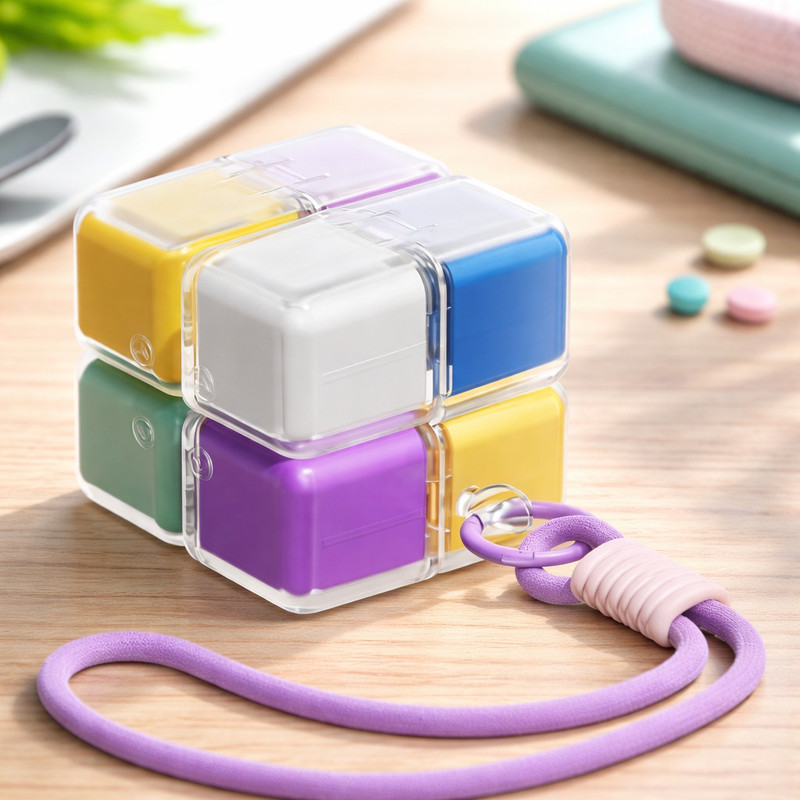 JITAHARAY 8 Days Cube Pill Box Keychain / Magnetic Cube Medicine Organizer for Travel Pill Box(Multicolor)