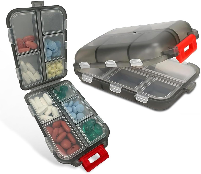 KUBAVA 10 Compartments Portable Pill Box Daily Medicine Organizer for Travel Tablet Case Pill Box(Clear)