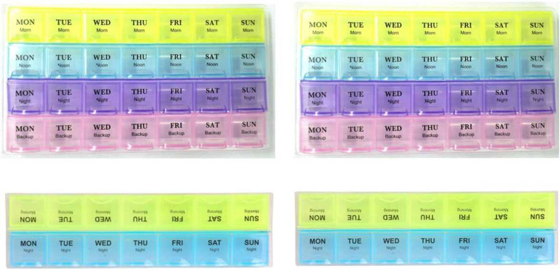 Planetone 28 days Pill Medicine Organizer 4 line 1 pc / 2 line 1 pc Pill Box(MULTICOLURE)