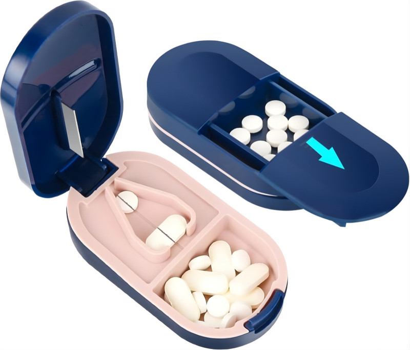 Givni Mart Pill Cutter with Storage Portable Tablet Splitter Case 468 GMPC468 Manual Pill Cutter(Multicolor)