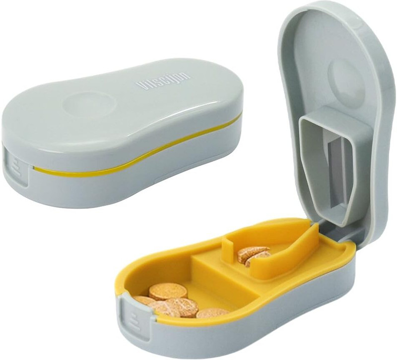 maycreate Travel Friendly Pill Tablet Splitter Washable Box for School Work Camping Trips Travel Friendly Pill Splitter Box for School and Travel Manual Pill Cutter(Green)