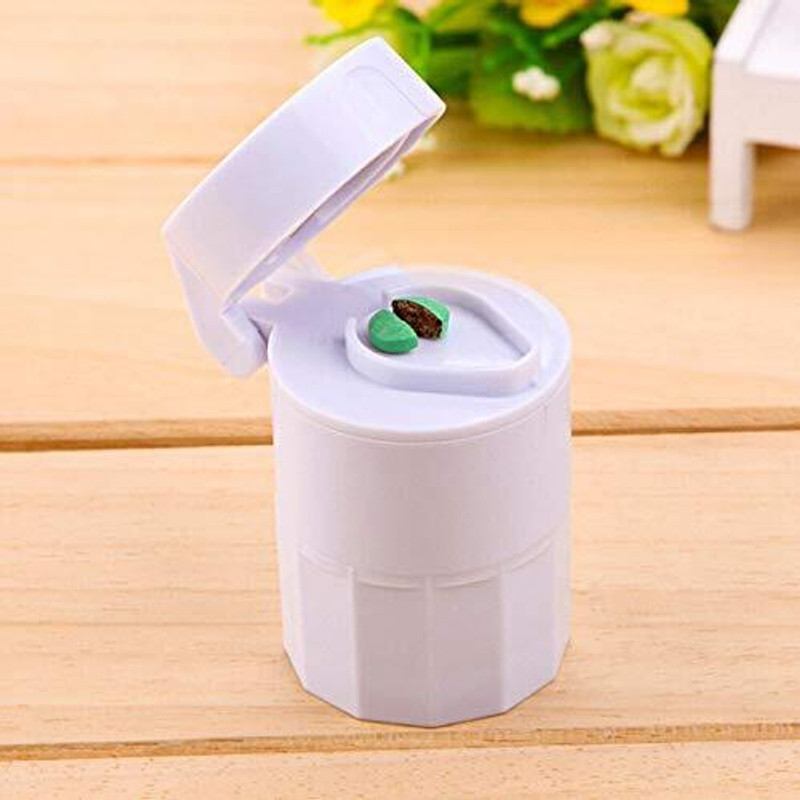 Dr Touch Water Storage Perfect For Carrying Cutting and Organising Medicines 4 in 1 Tablet Cutter | Cutter | Crusher | Double Tablet Storage DAILY PILL CUTTER(White)