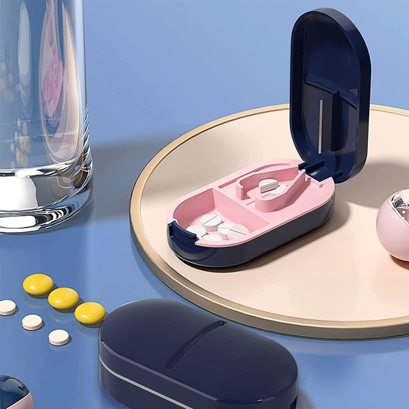JIRNDAL STORE Manual Pill Cutter Pill Cutter with Storage PC526 Manual Manual Cutter , Storage , Grinder Grinder(Blue)