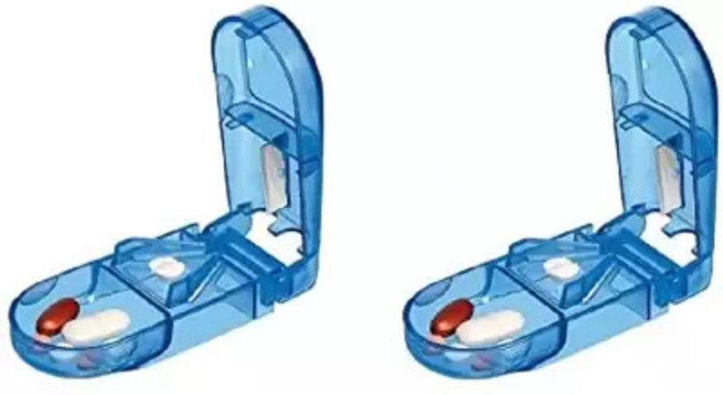 FITSON Transparent Medicine Pill Case Tablet Cutter Manual Pill cutter and Organizer MANUAL TABLET CRUSHER(Blue)