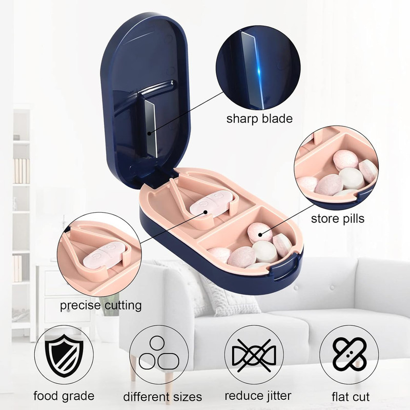 Elektriglow Portable Pill Box Tablets Cutter 499 The pill cutter for tablets of any size can help you to easily cut the pill Manual Cutter , Storage , Grinder Grinder(Blue)