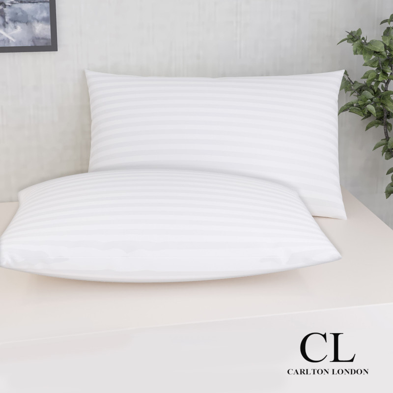 CARLTON LONDON Microfibre Sleeping Pillow Pack of 2 Stripes(White)