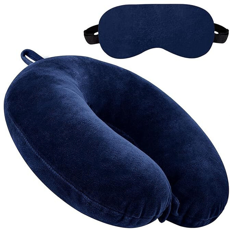 TrendTryst Supercomfy Neck Pillow Eye Mask Combo Airplane Travel Pillow Neck Pillow & Eye Shade(Grey)