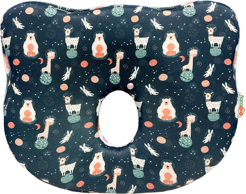 Oyo Baby Memory Foam Baby Pillow Pack of 1 Animals Memory Foam Pillow For Kids For Extra Neck Support(Dark Blue - Bear)
