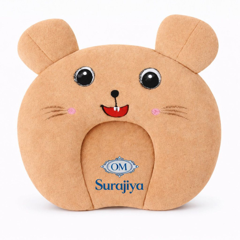Omsurajiya Microfibre, Mustard Seeds Baby Pillow Pack of 1 Animals(Brown)