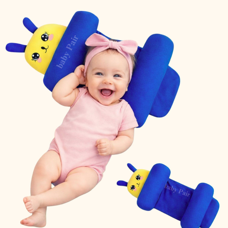 Baby Pair Cotton Baby Pillow Pack of 1 Animals Soft and Comfortable Neck & Head Shaping for Newborns(Blue)