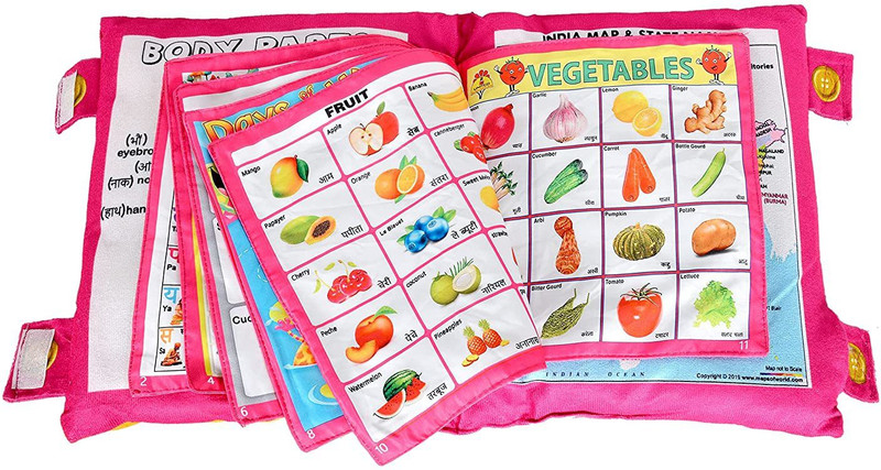 BHVMEY Printed Velvet Learning Baby Pillow Toys Soft Toys Toddler Pillow Kids(Pink)