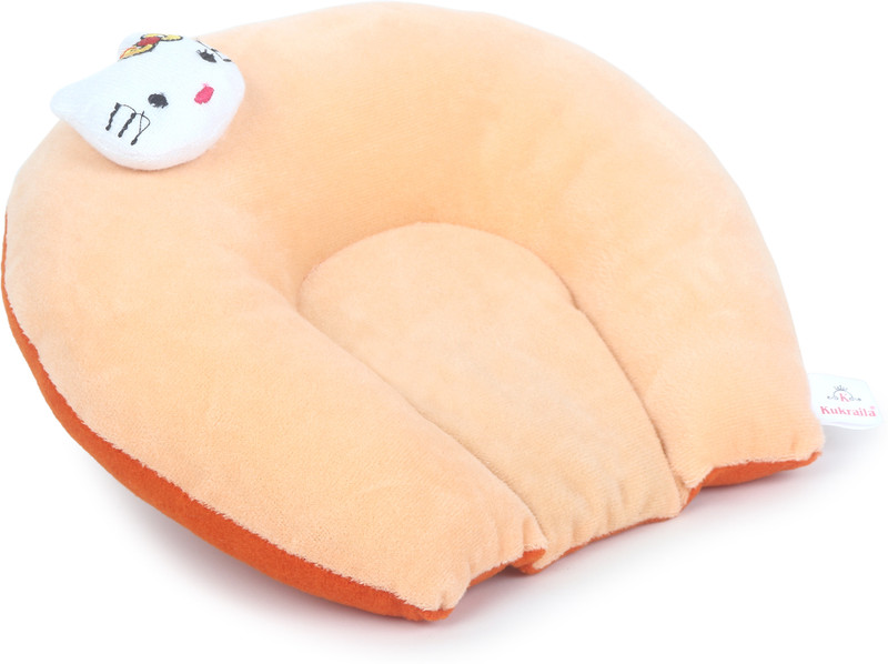 KUKRAILA Mustard Seeds Baby Pillow Pack of 1 Solid Velvet Mustard Seeds Toons & Characters(Peach)