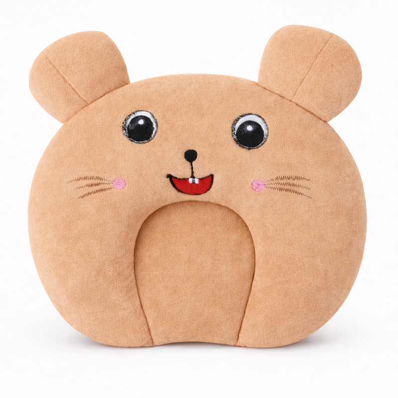 Ducudu Microfibre Baby Pillow Pack of 1 Animals(Brown)