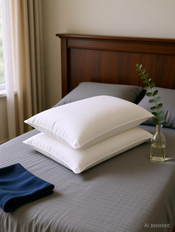 Sleepwell Polyester Fibre Sleeping Pillow Pack of 2 Solid Umang, Neck Support, Hypoallergenic, Medium Soft, Lightweight, 27x17 Inch(White)