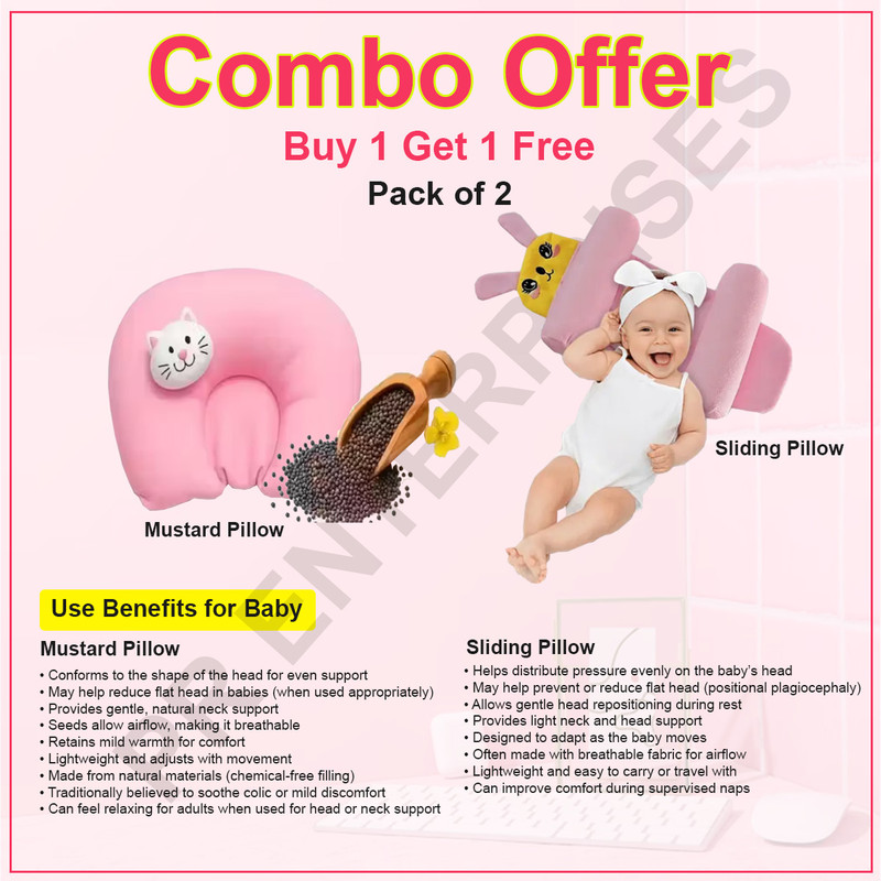 P.R ENTERPRISES Cotton Baby Pillow Pack of 2 Animals Slide Pillow(Pink)
