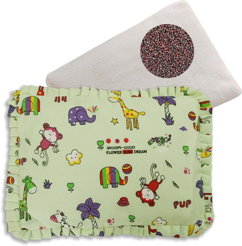 Pseudo Mustard Seeds Baby Pillow Pack of 1 Animals(Green)
