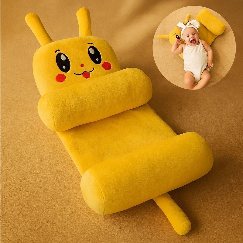 Omsurajiya Microfibre Baby Pillow Pack of 1 Animals(Yellow)