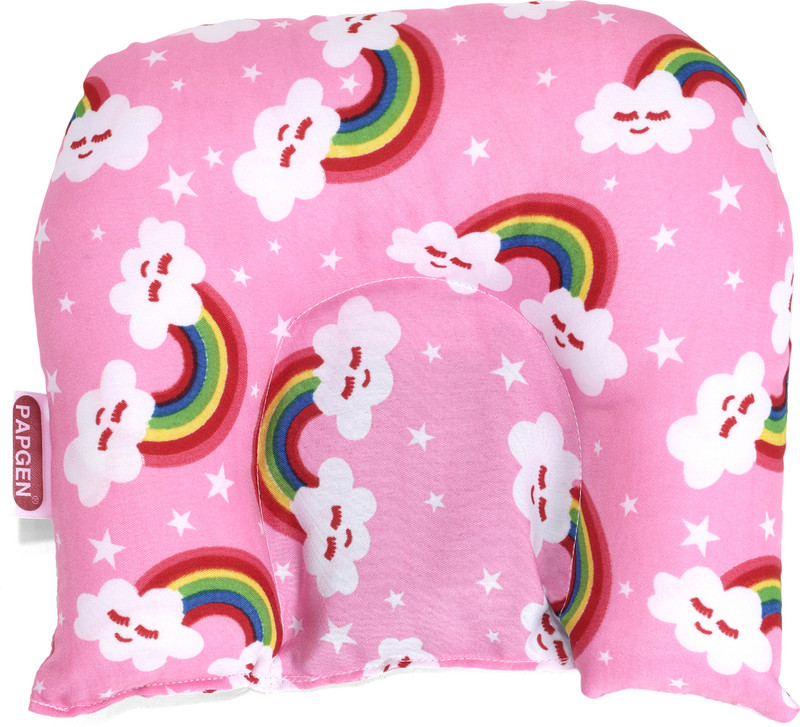 papgen Polyester Fibre Baby Pillow Pack of 1 Smiley(Pink)