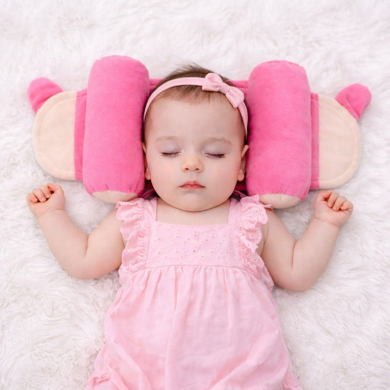 Lipsa trendz Microfibre Baby Pillow Pack of 1 Solid baby head shaper pillow(Pink)