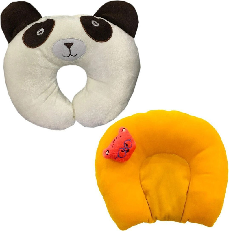 Chinmay Kids Mustard Seeds, Polyester Fibre Baby Pillow Pack of 2 Animals(White, Yellow)