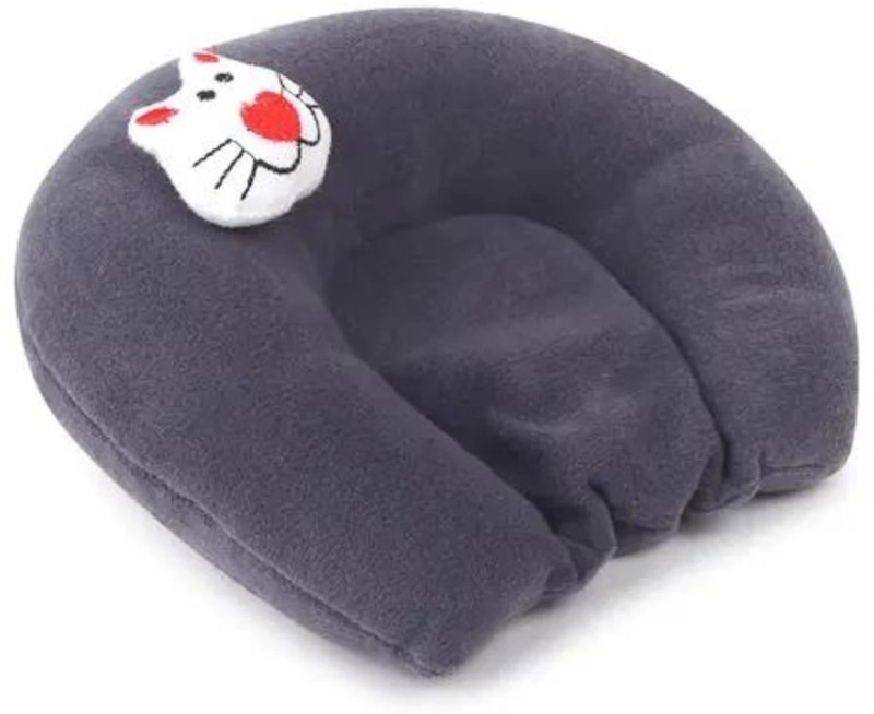 KidVibe Microfibre Baby Pillow Pack of 1 Animals SUPER SOFT MUSTURD SEED FILLING BABY HEAD SHAPER PILLOW(Grey)