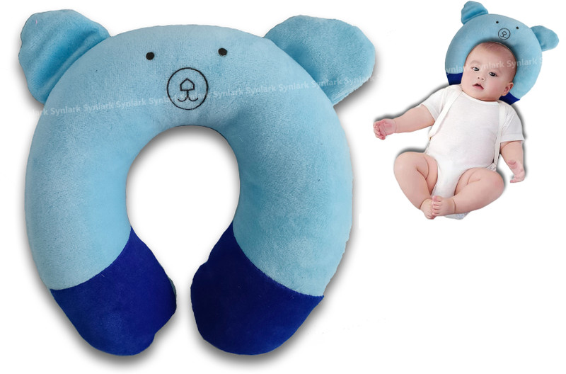Synlark Cotton Baby Pillow Pack of 1 Smiley Baby Pillow(Blue)