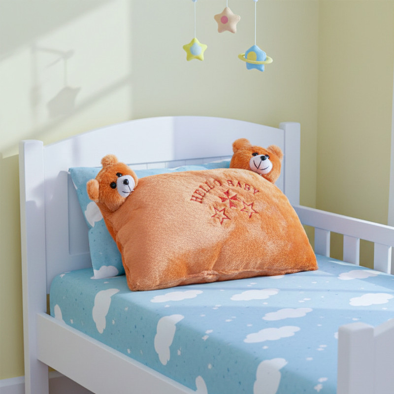 KUBER INDUSTRIES Microfibre Baby Pillow Pack of 1 Toons & Characters(Orange)
