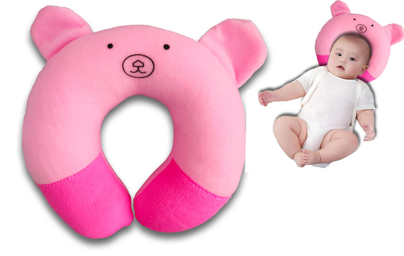 Pseudo Cotton Baby Pillow Pack of 1 Smiley(Pink)