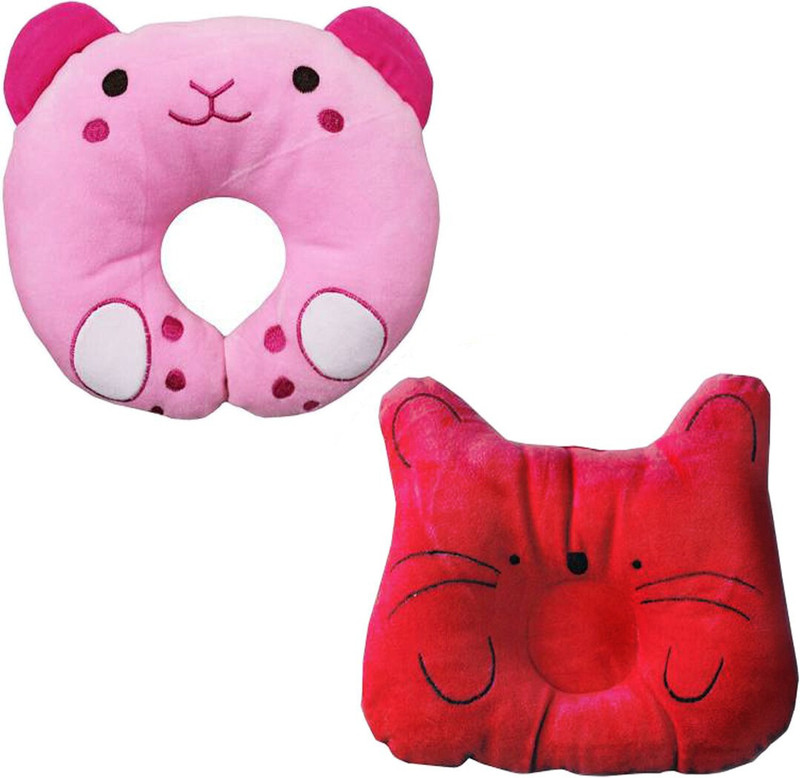 Chinmay Kids Cotton Baby Pillow Pack of 2 Toons & Characters(Pink, Red)